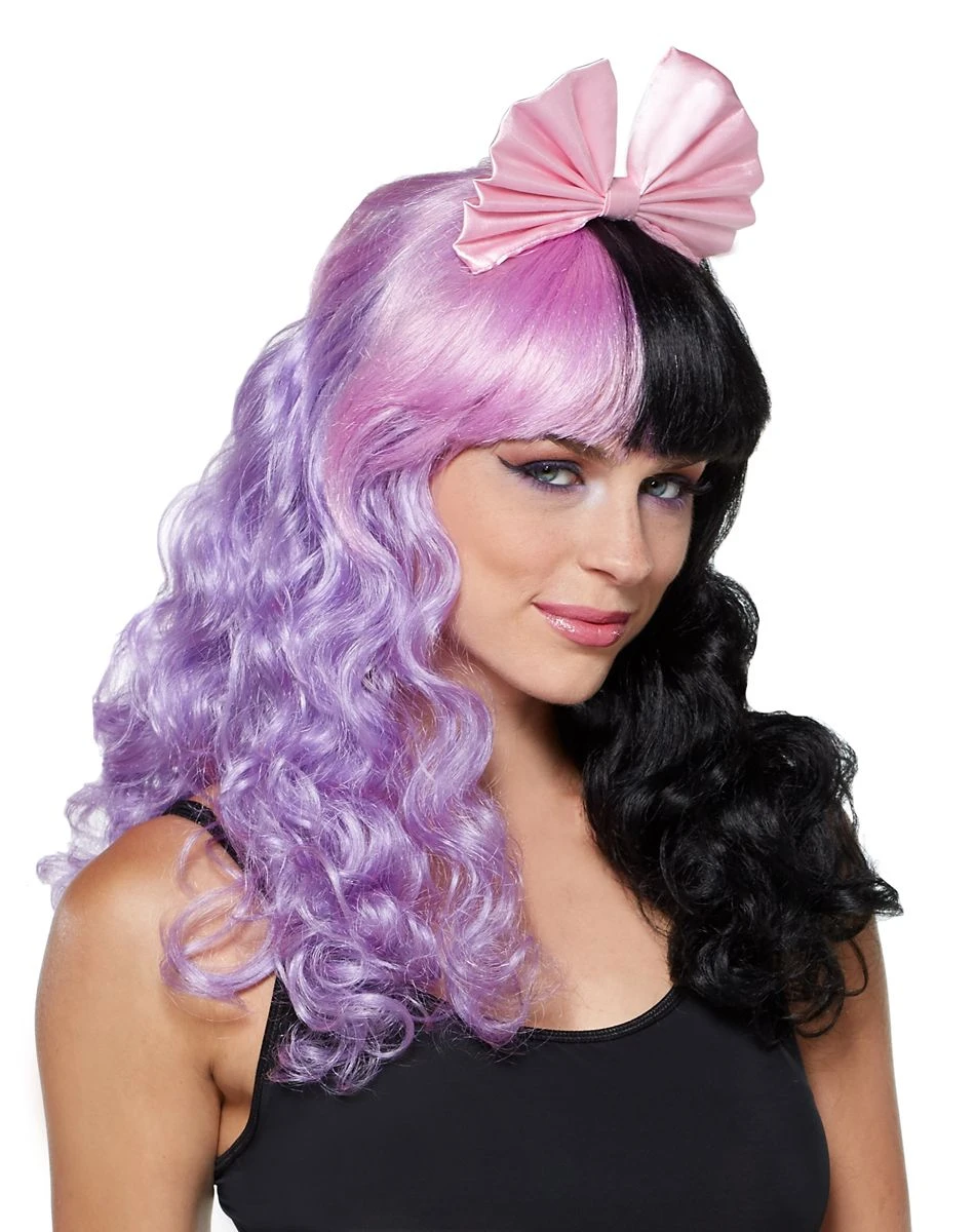 Spirit Halloween Black and Purple Bow Wig 4 Spirit Halloween Black and Purple Bow Wig - Image 2