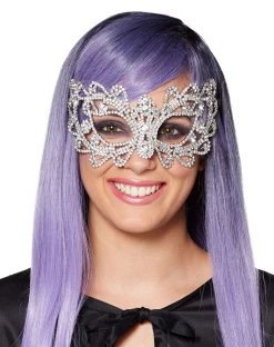 Spirit Halloween Ribbon Rhinestone Half Mask