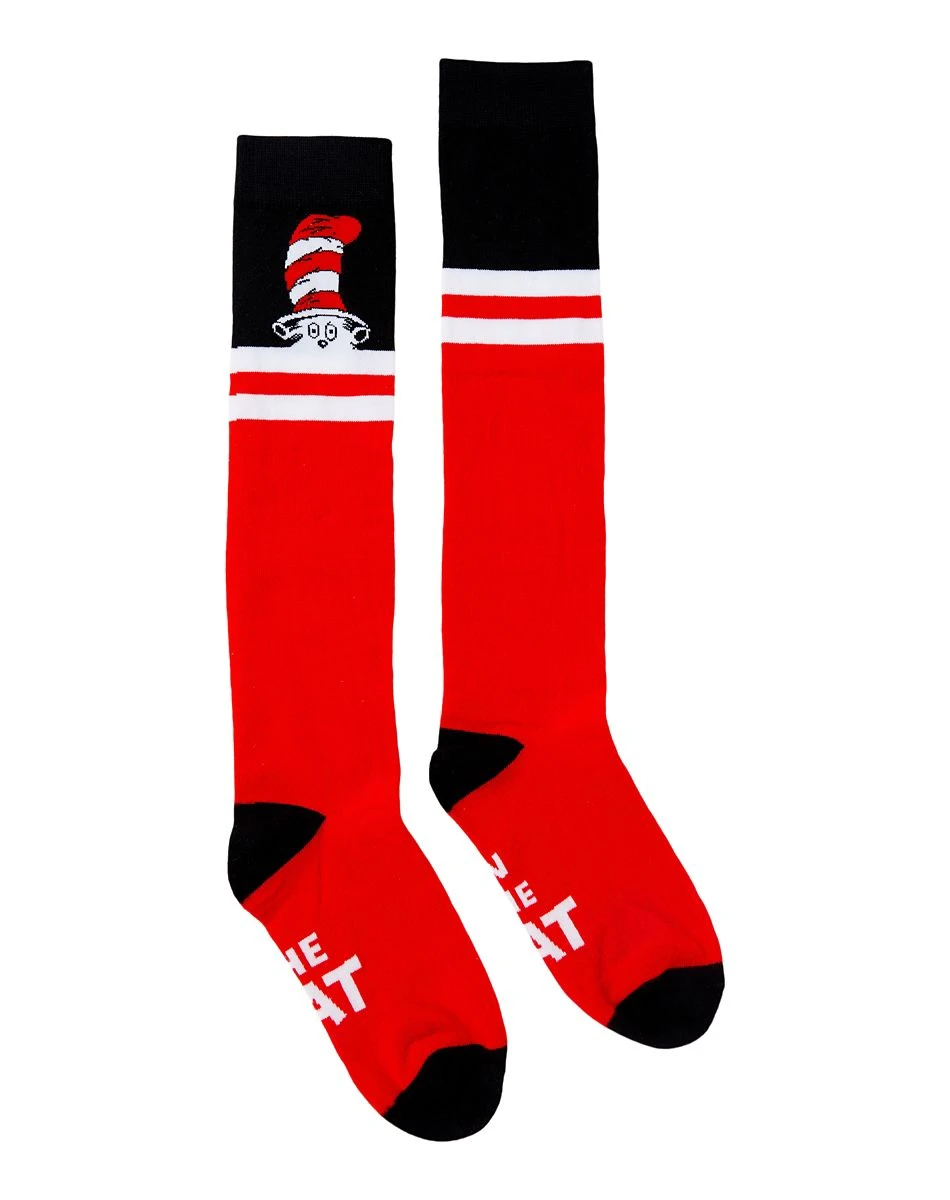 Spirit Halloween Red Cat in the Hat Knee High Socks – Dr. Seuss 3 Spirit Halloween Red Cat in the Hat Knee High Socks – Dr. Seuss